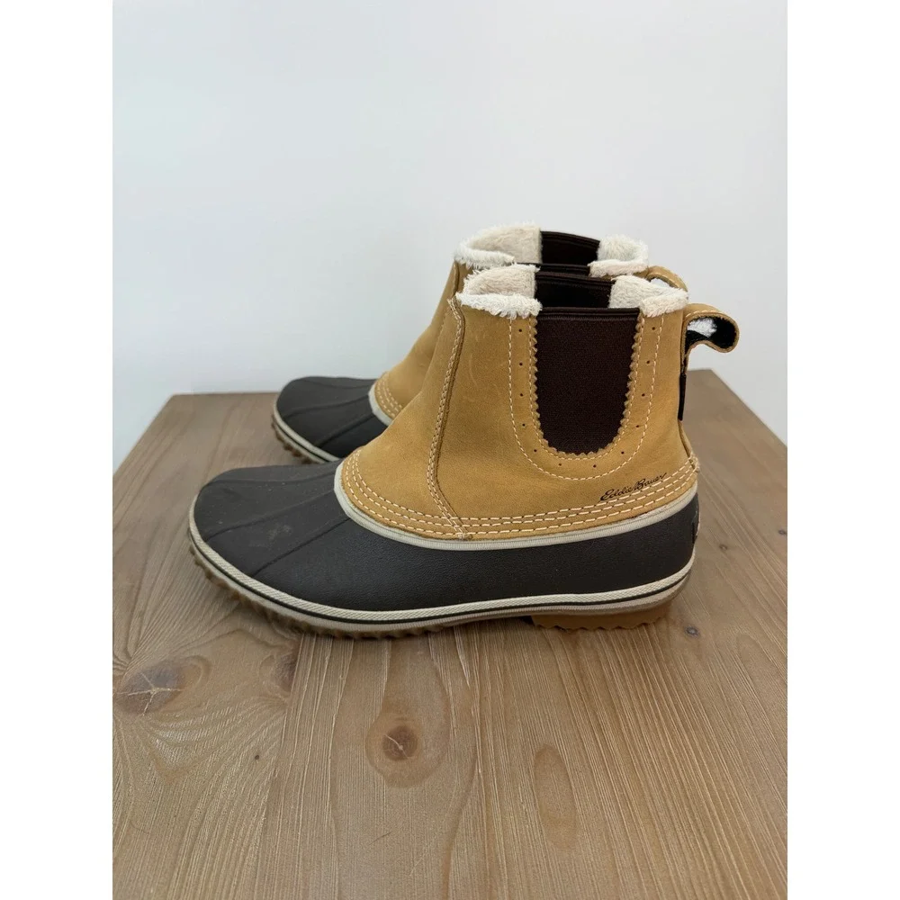 Eddie Bauer Hunt Pac WeatherEdge Womens 9 Brown Tan Chelsea Duck Boots